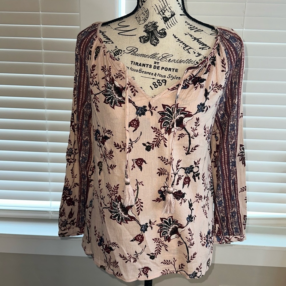 Lucky Brand Pink Floral Boho Top